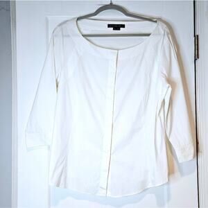 Lafayette 148 Button Down Boat Neck Top